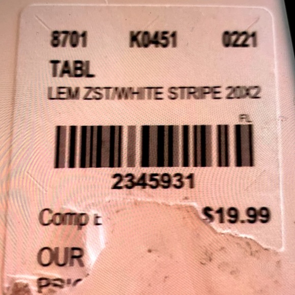 NEW Belle & Butler- 1 New Set of “6” Napkins Lemon & White Stripes.20” x 20” - Picture 4 of 10